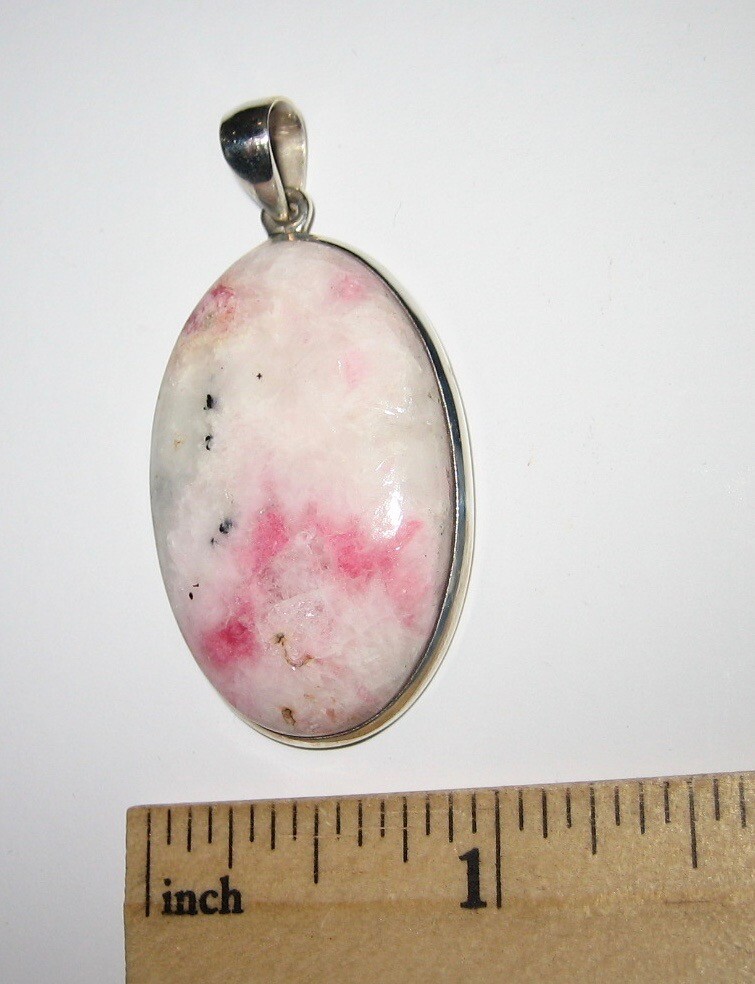 34x23mm RARE! POLISHED NATURAL TUGTUPITE STONE MINERAL SILVER PENDANT ~ 10.1g *A