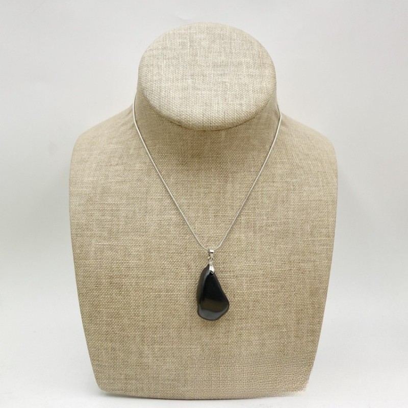 Shungite black original stone retro style random shaped energy stone pendant