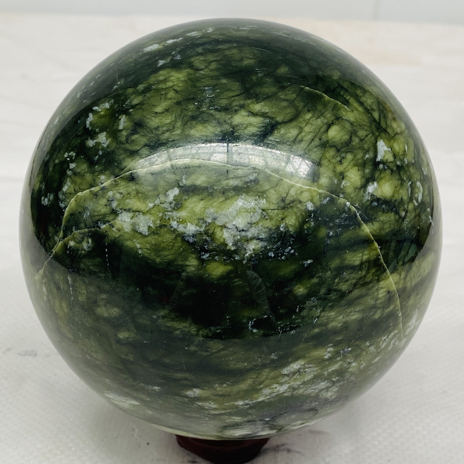 Natural Southern Jade Sphere Green Serpentine Crystal Ball Healing 2820g 6.2LB