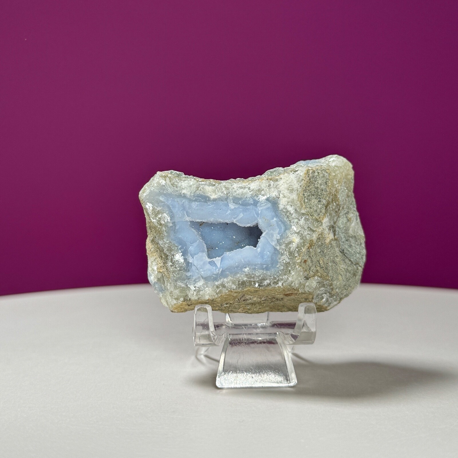 Blue Lace Agate Specimen (Includes Acrylic Stand)