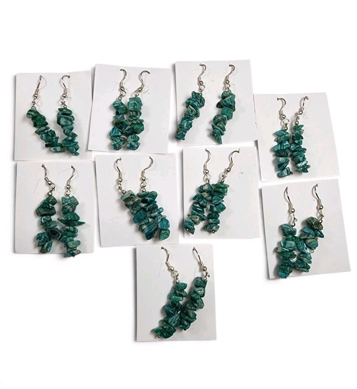 Amazonite Chip Earrings in Sterling Silver Plated. 9 Pair Lot