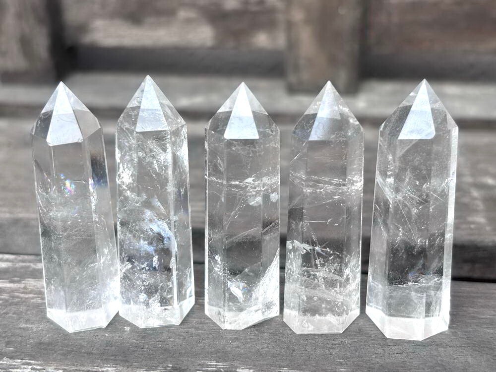 5pcs Lot 2”+ Thick Clear Natural Quartz Crystal Point Wands Tower Obelisk