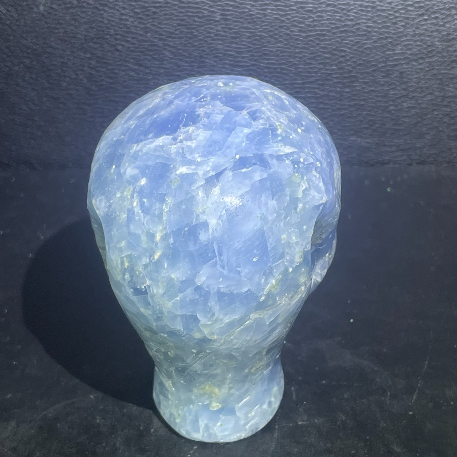 1.92LB 80mm Natural Blue Celestine Alien Carving Crystal Ornament Quartz Gift