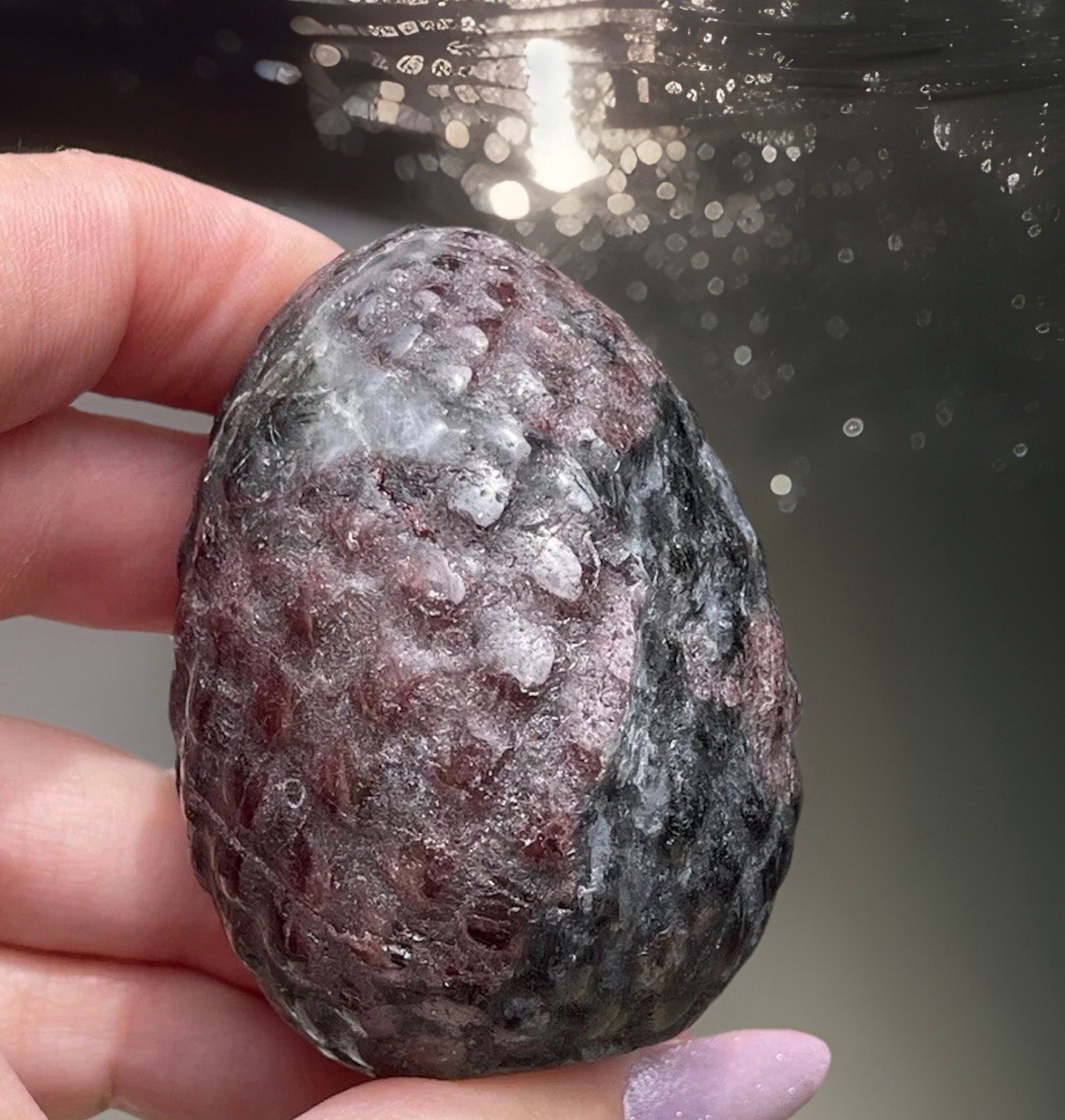 Natural Garnet Dragon Egg Carved Crystal Gift Gothic Whimsical Home Decor Rock