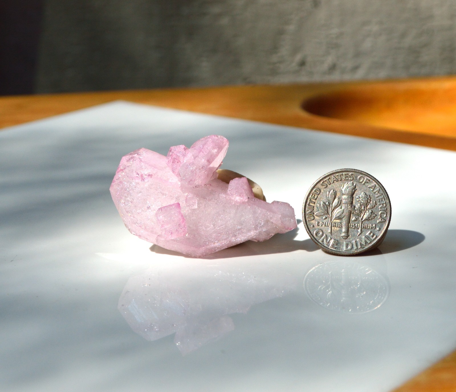 Pink Rose Aura Quartz Cluster: Tabby Style