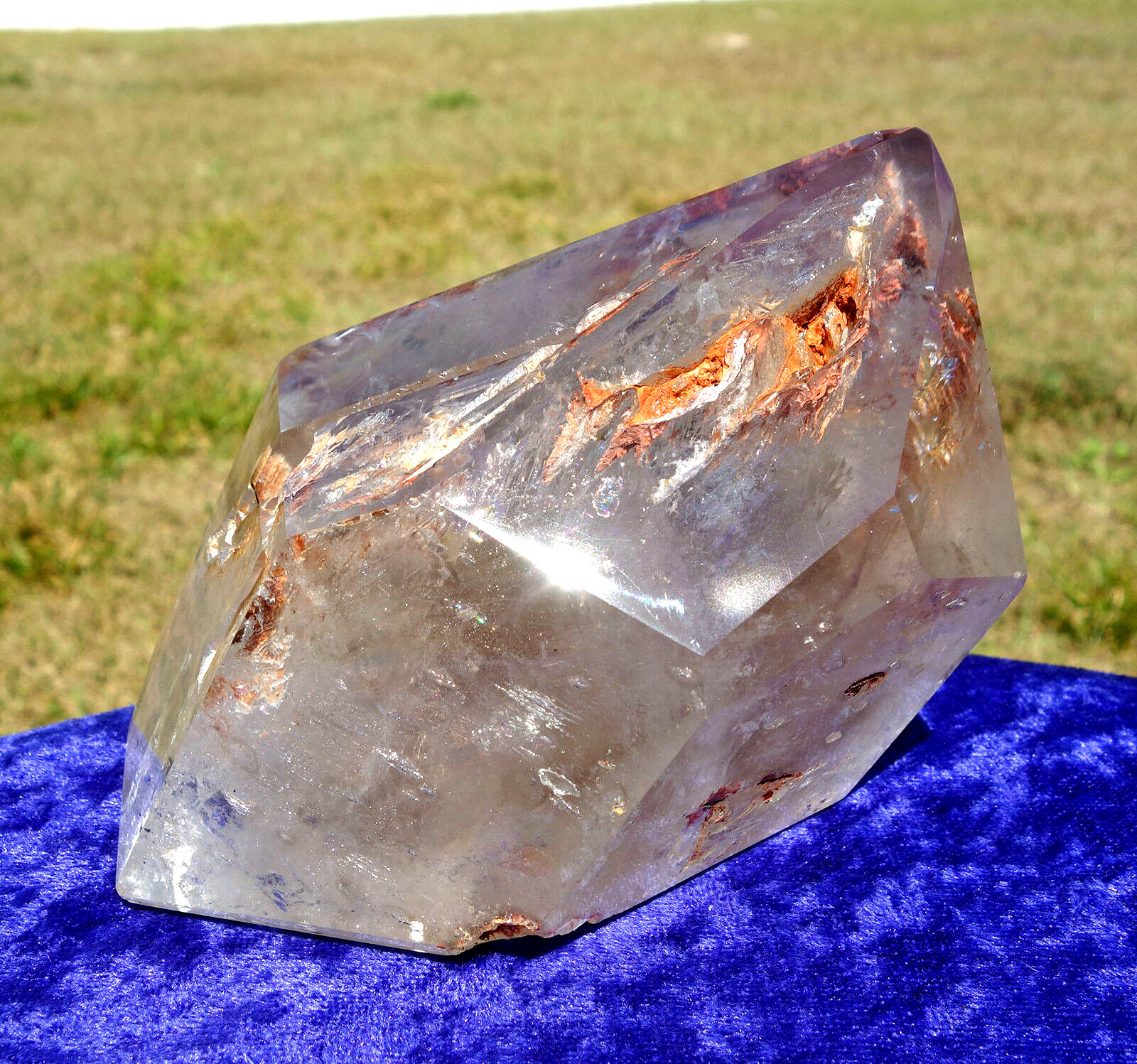 Amethyst Elestial ENHYDRO Water Bubble a RED CLAY Quartz Crystal Point For Sale