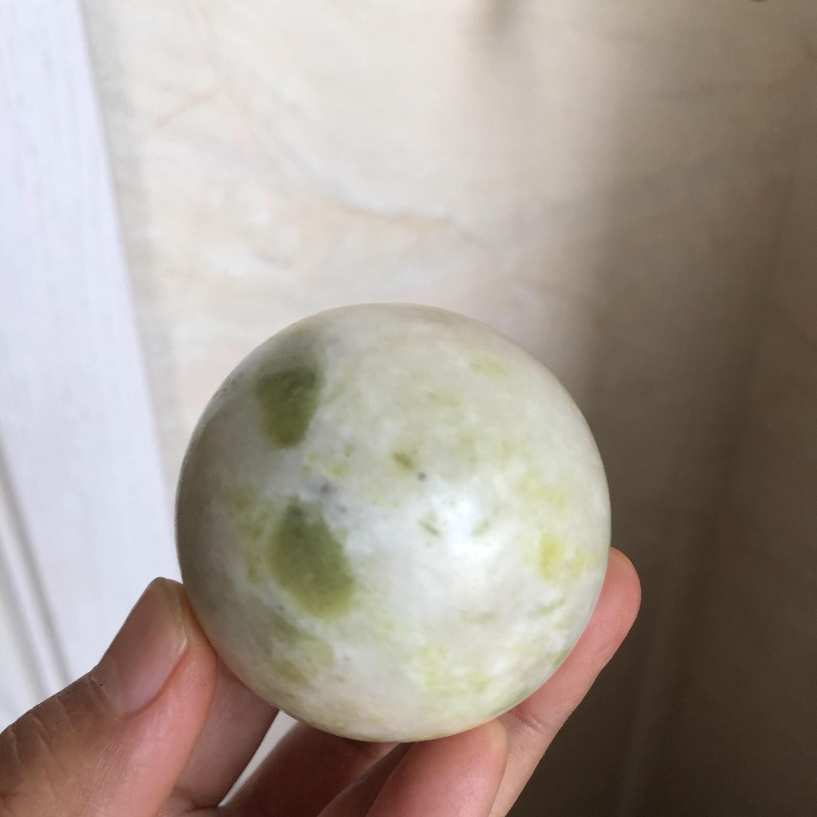 53mm Rare Natural yellow jade Semi-precious crystal Ball sphere 223g A2522