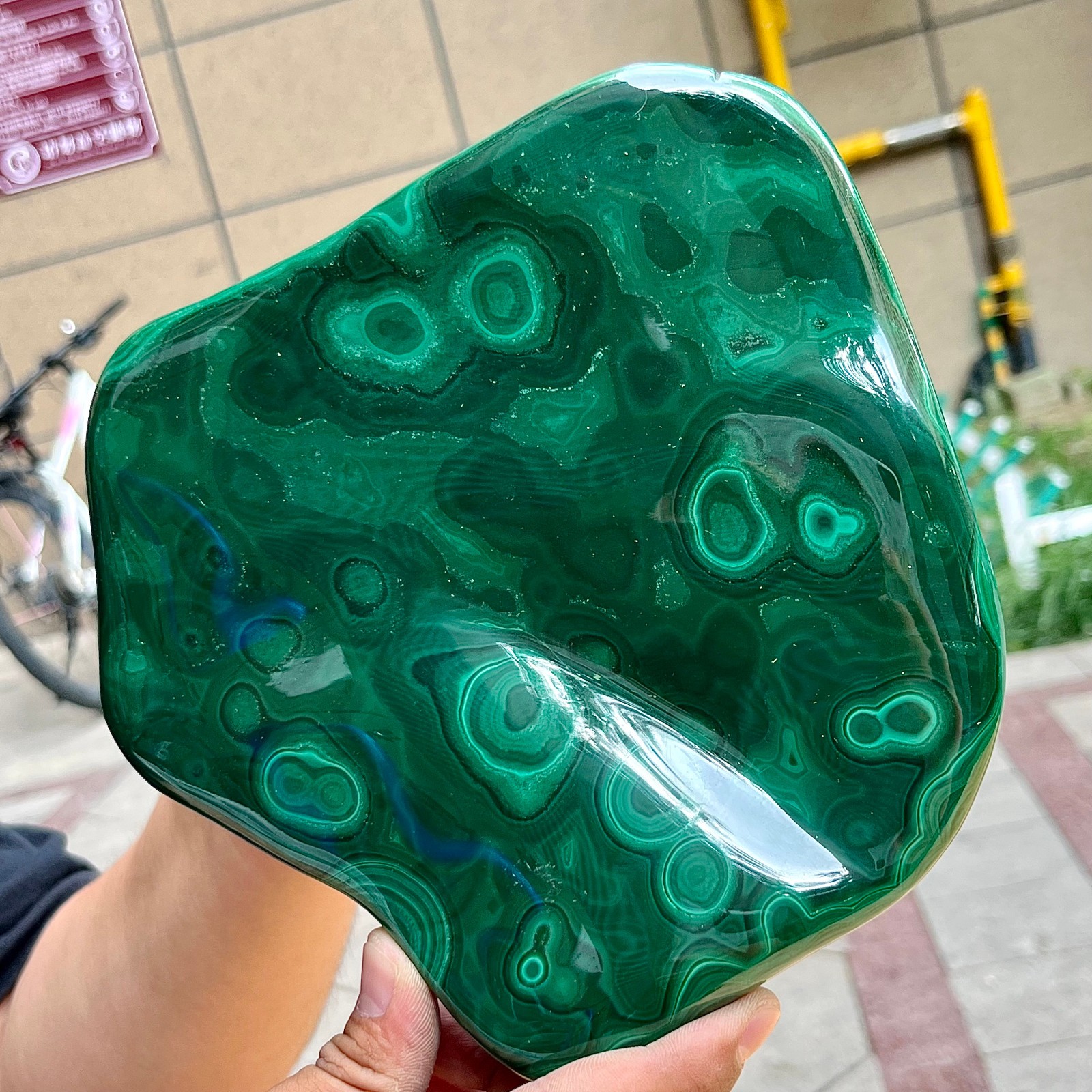 3.9 lb Authentic Malachite Stone Half Polish Half Raw Natural Patterns