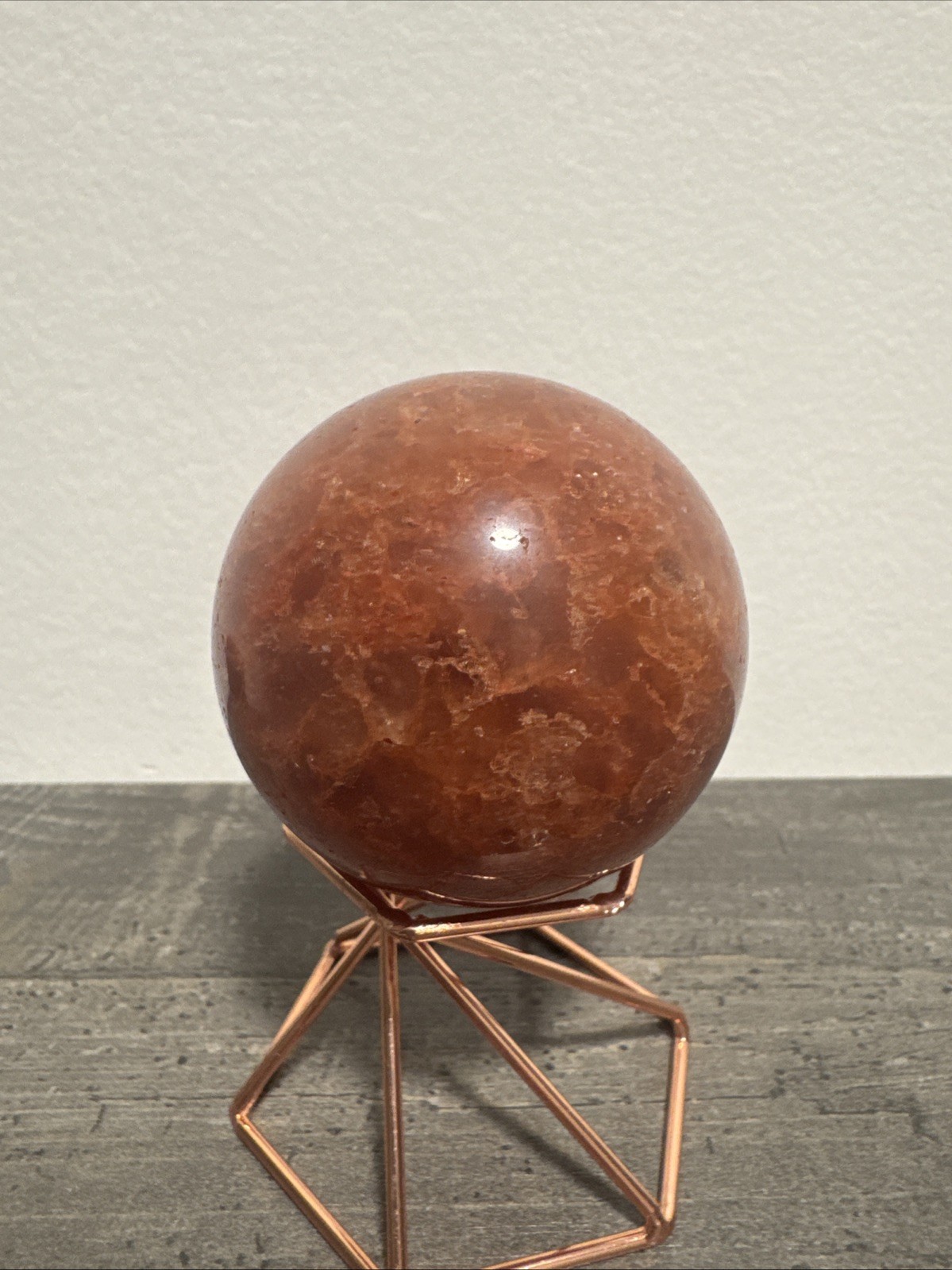 Red Orange Sunstone Crystal Sphere 196 Grams 2”