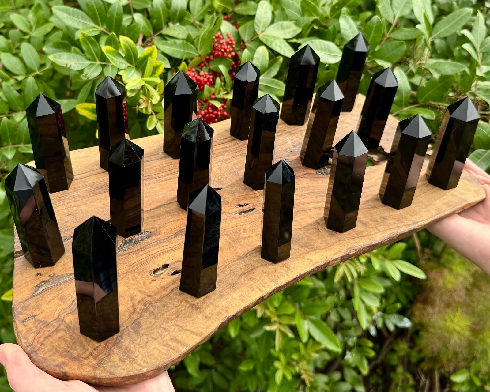 Black Obsidian Crystal Tower Point Healing Crystal Obelisk Gemstone Tower Wand