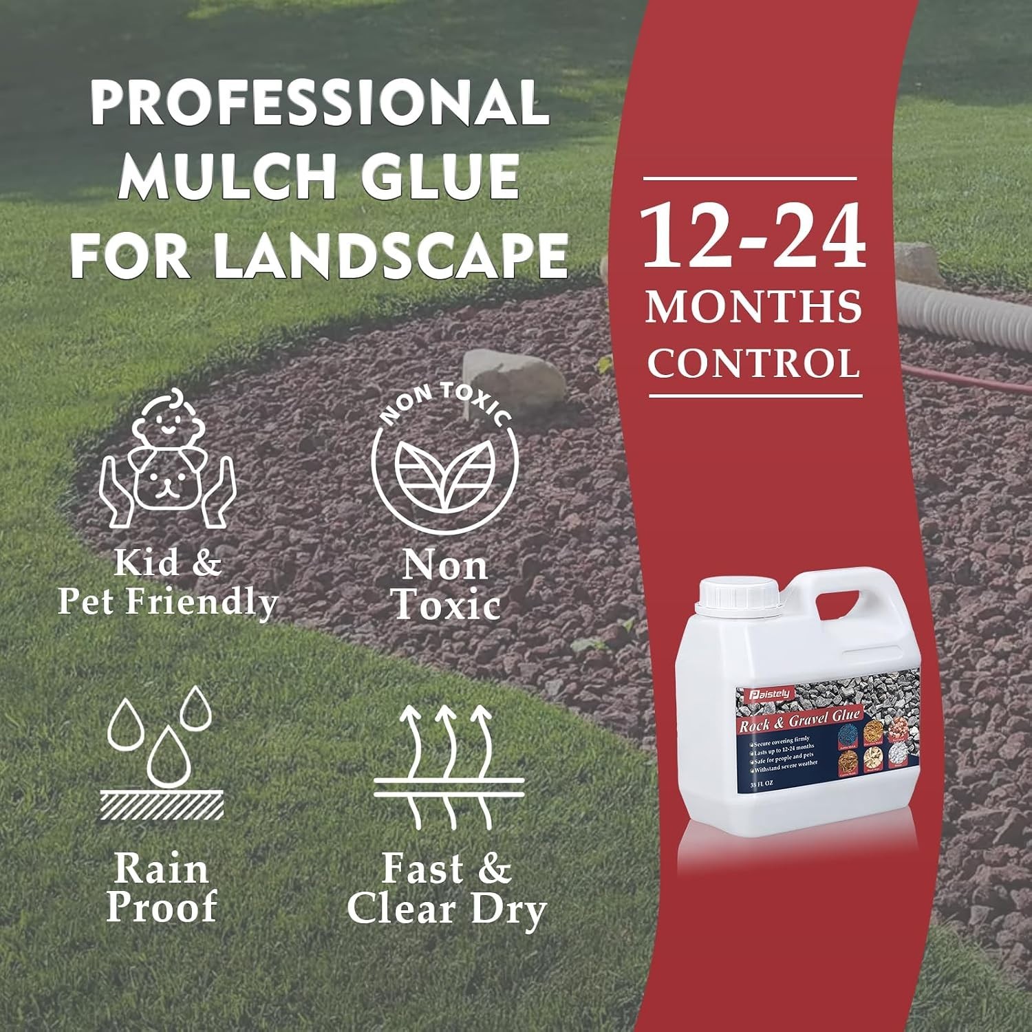 35Oz Rock and Gravel Glue for Landscaping, Fast Drying Lockdown Sticky Mulch …