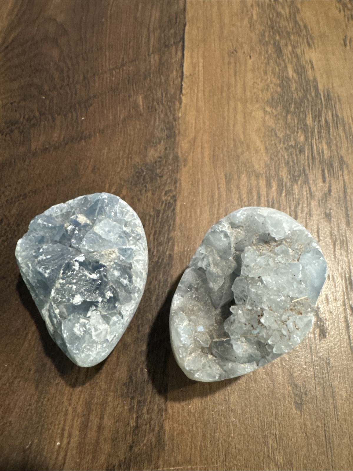 Natural Blue Celestite Crystal Geode Set 399 Grams