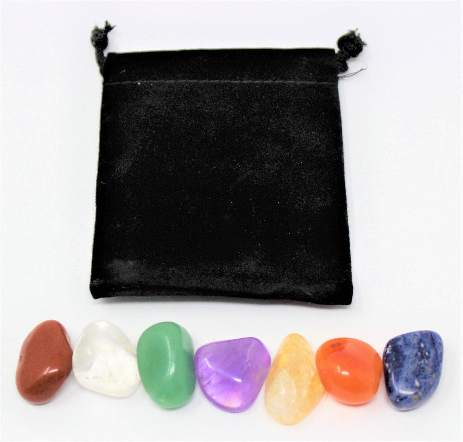 Crystal Healing CHAKRA KIT Balancing Set 7 Tumble Stones & Carry Pouch (Set #2)