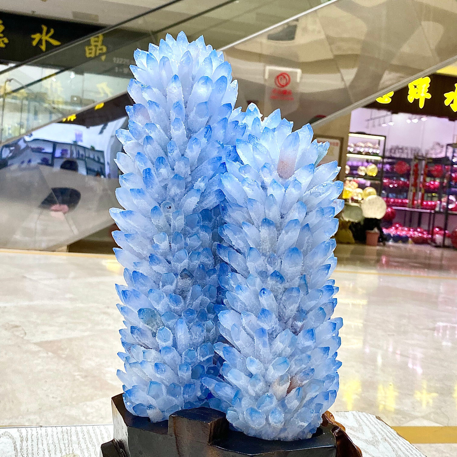 27.95LB eatiful blue Tibetan Ghost phantom Quartz Crystal Cluster Specimen