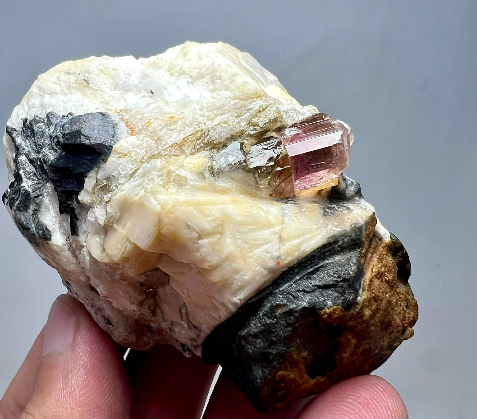144 Gram Ultra Rare Eye Clean Pink Katlang Topaz Huge Crystal On Matrix @PAK