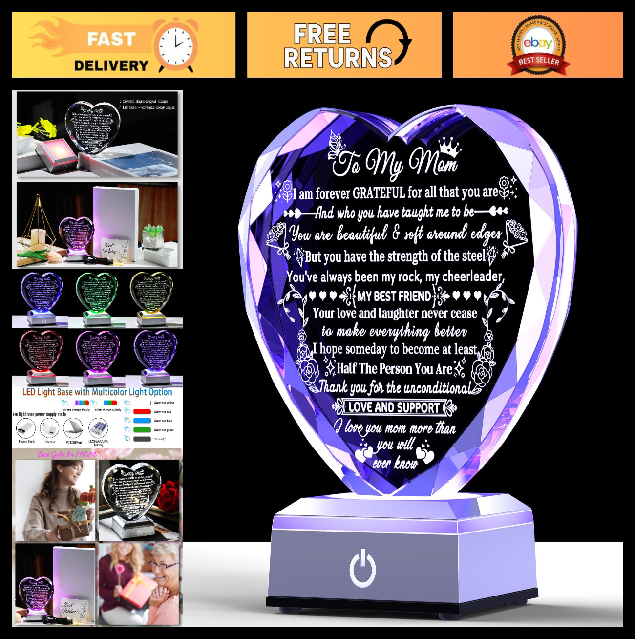 Heart-Shaped Crystal Keepsake for Mom | Unique Birthday & Mother’s Day Gifts