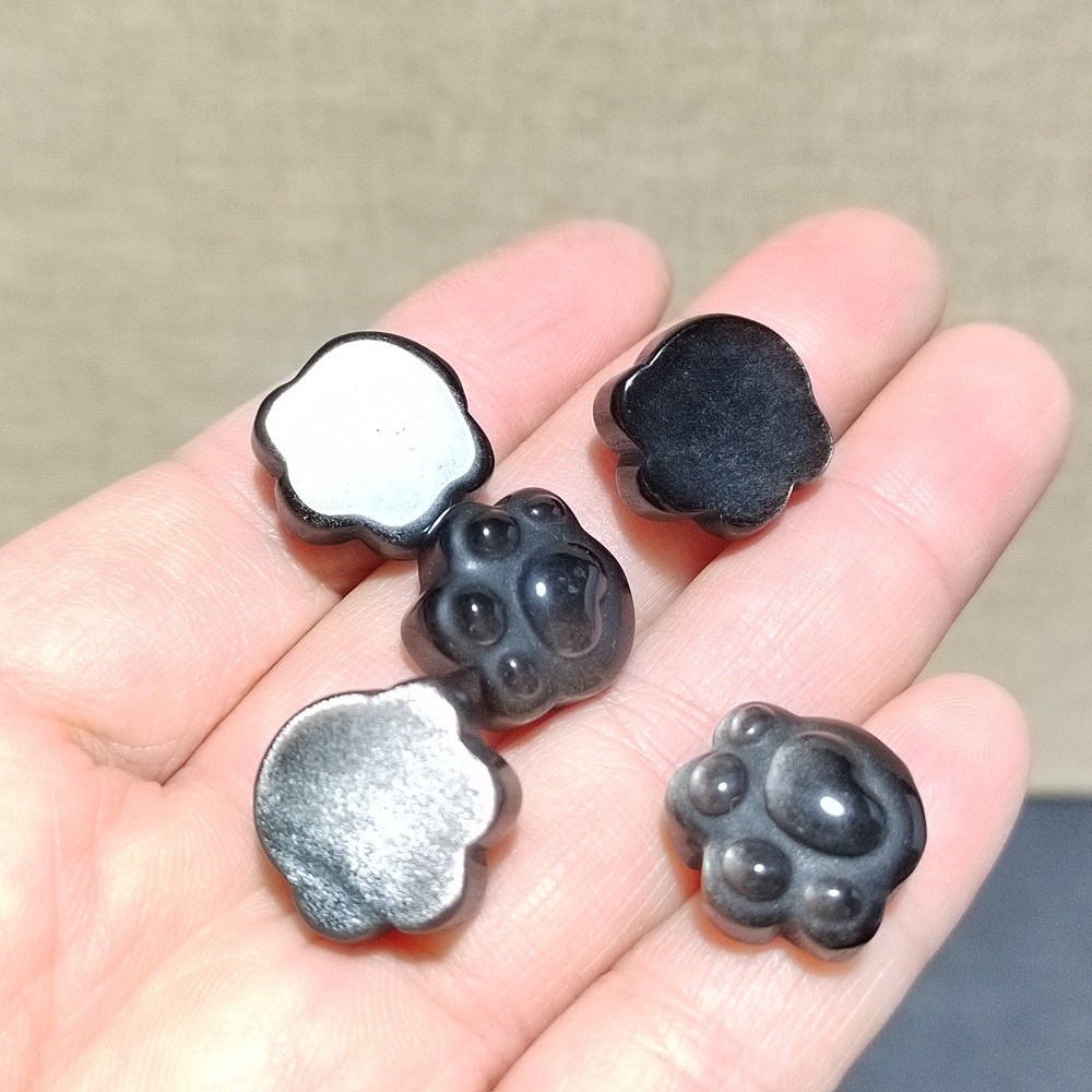5pcs Natural Silver Obsidian Cat Claw Skull Carved Quartz Crystal Skull healing