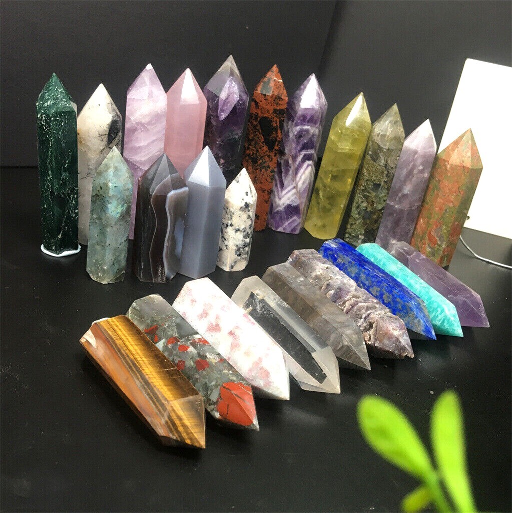 Natural Healing Crystal Wands Obelisk Reiki Point Tower Home Car Office Decor