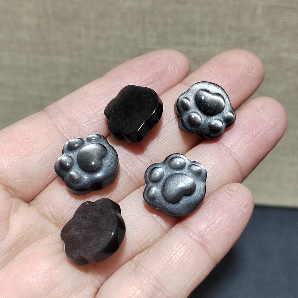 5pcs Natural Silver Obsidian Cat Claw Skull Carved Quartz Crystal Skull healing