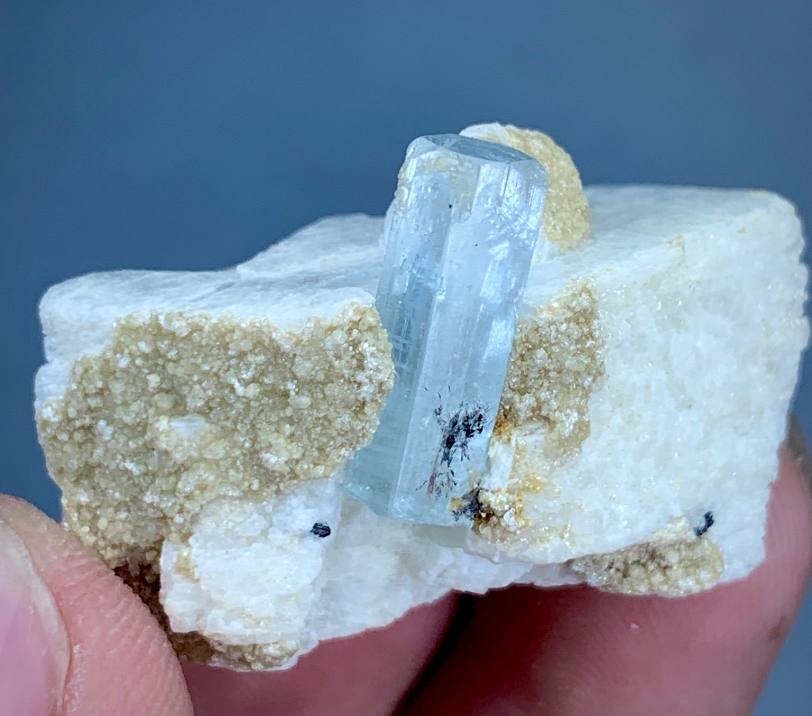 Natural Terminated Aquamarine On Feldspar From Pakistan (12 Grams)