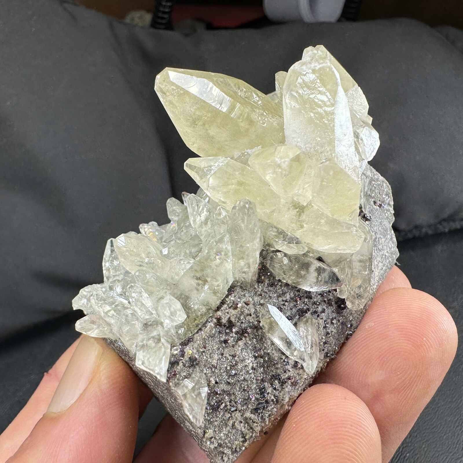 Golden Calcite Crystals with Chalcopyrite on Matrix / Missouri