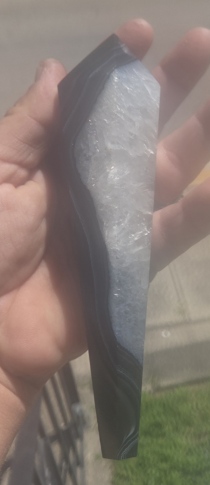 Natural Point Black & White Crystal Specimen Polished Point/Tower 0.531 lb