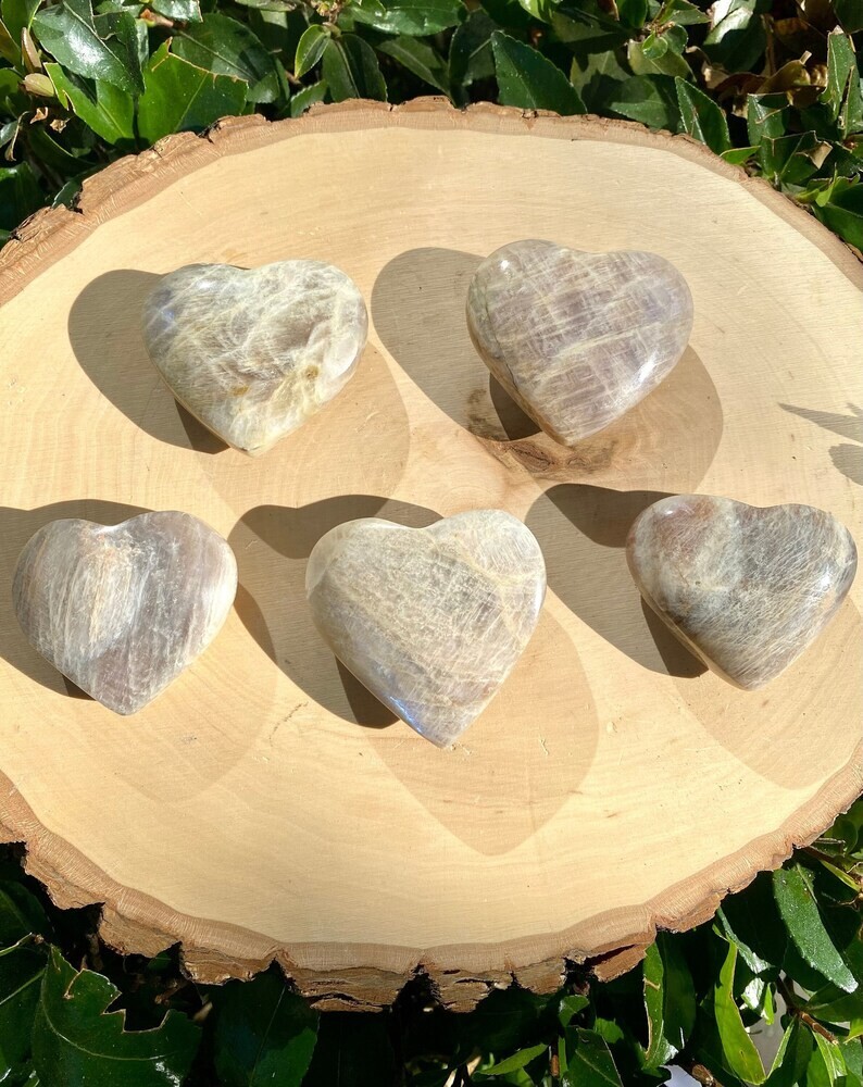 Moonstone Heart Palm Stone Healing Crystal Worry Stone Spiritual Home Decor Gift