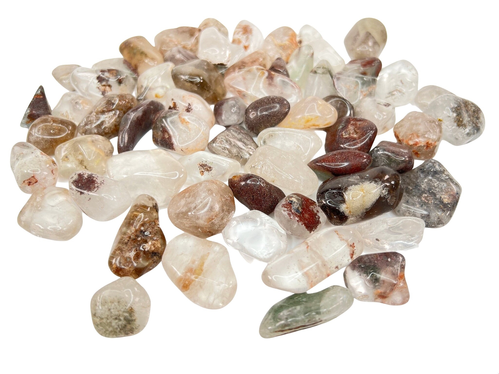 Garden Quartz Crystal Tumbled Stone, Natural Lodolite Quartz Crystal from Brazil