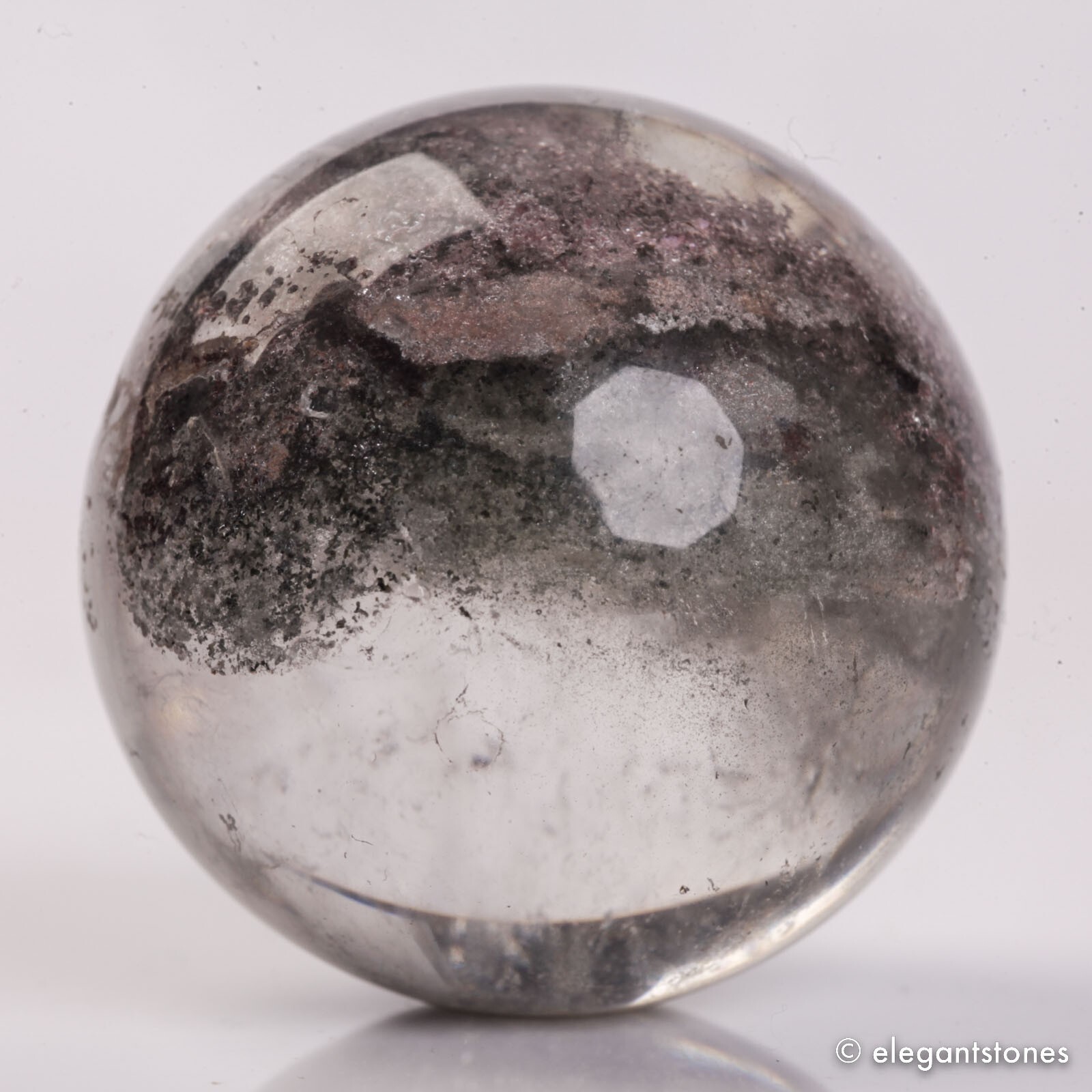 54g34mm Natural Garden/Phantom/Ghost/Lodolite Quartz Crystal Sphere Healing Ball