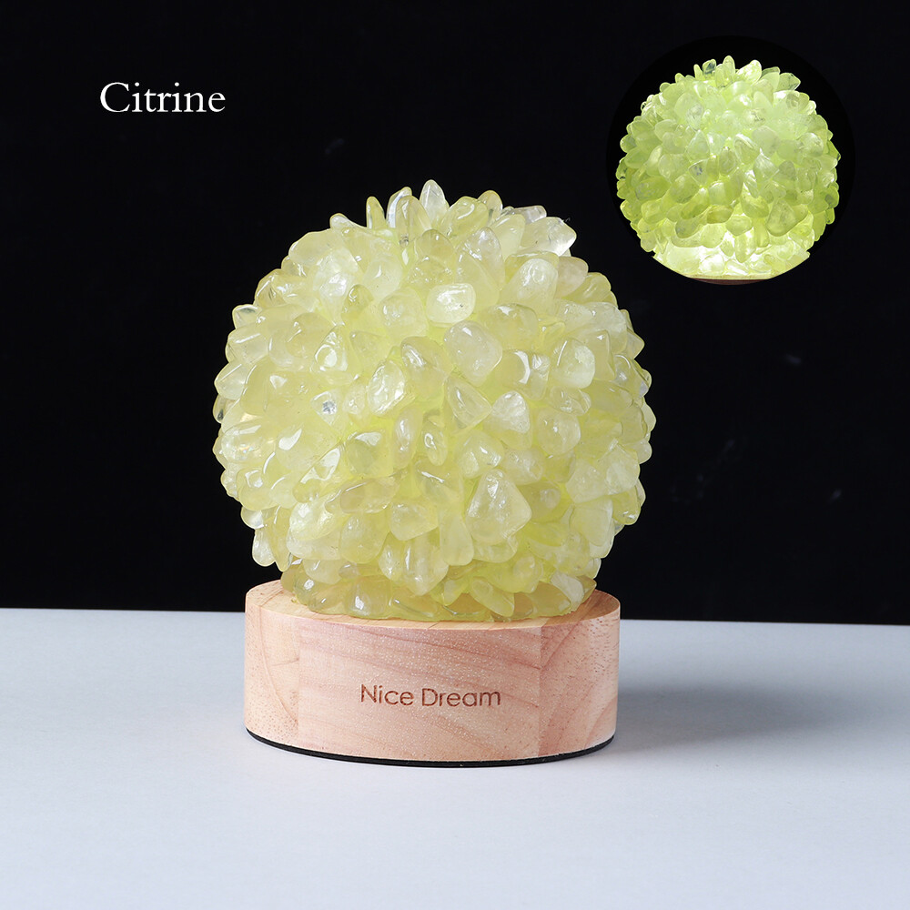 Natural Crystal Quartz Cluster Sphere Lamp Healing Night Light Home Decor