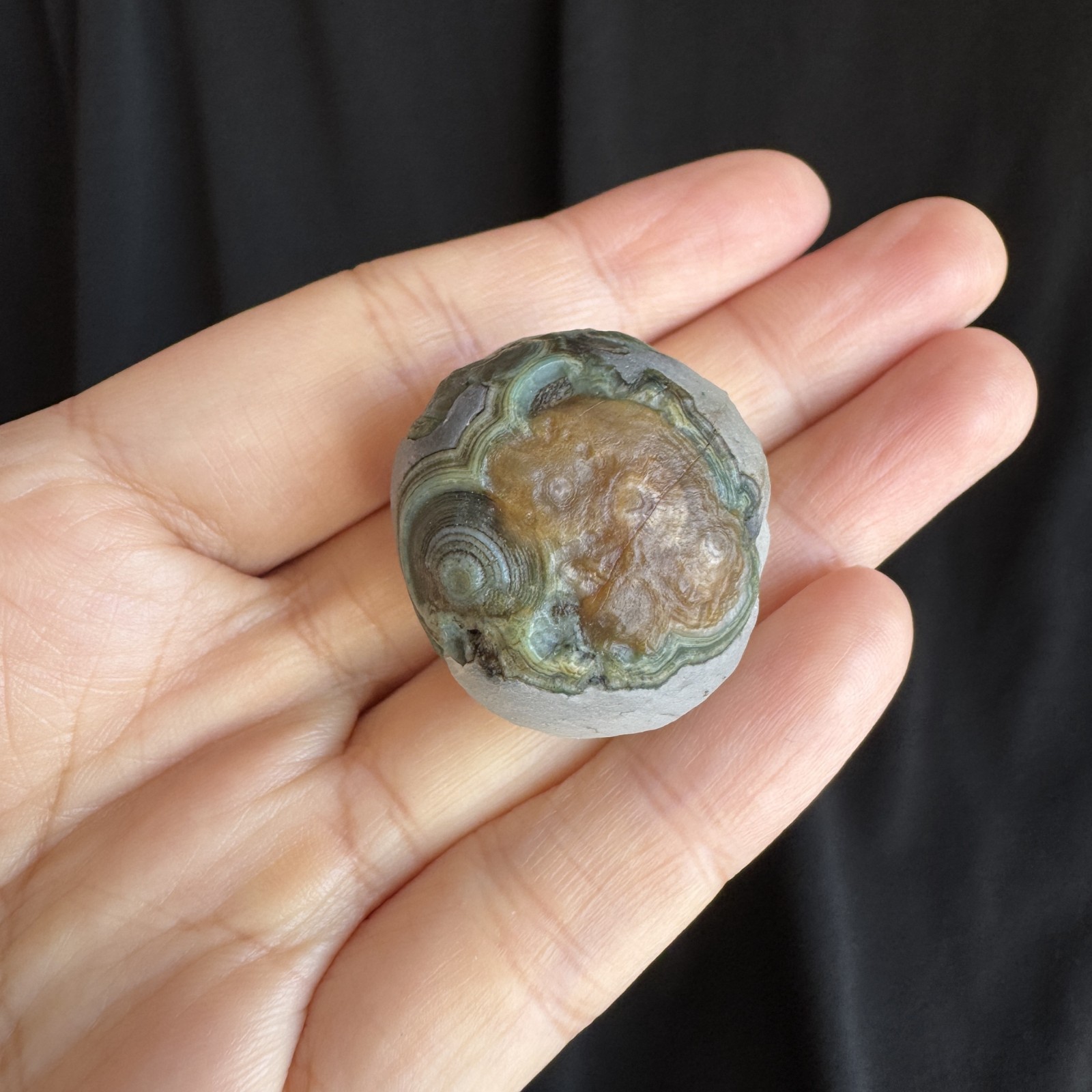 3.1cm/28.2g Natural Big Alxa Gobi Desert Relief Eye Agate,Mongolia-1023