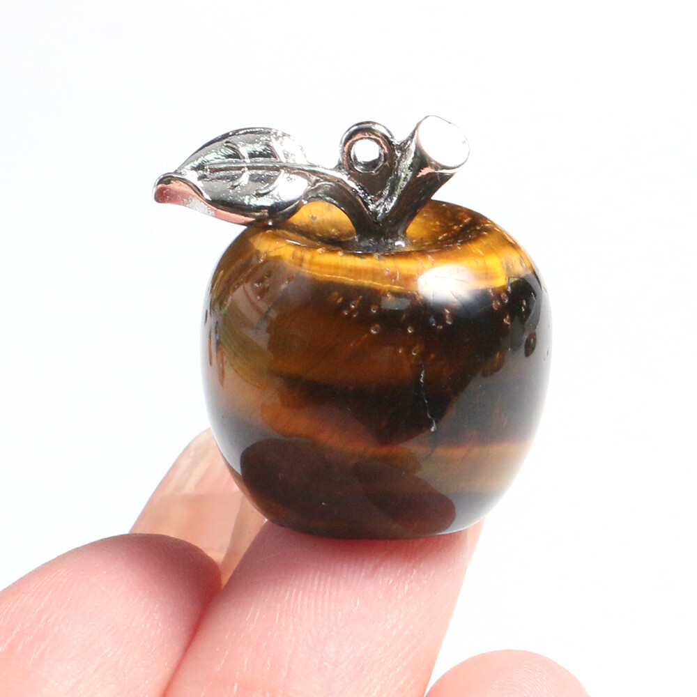 Mini Gemstones Hand Carved Apple Pendant Crystal Reiki Chakra Healing Beads DIY