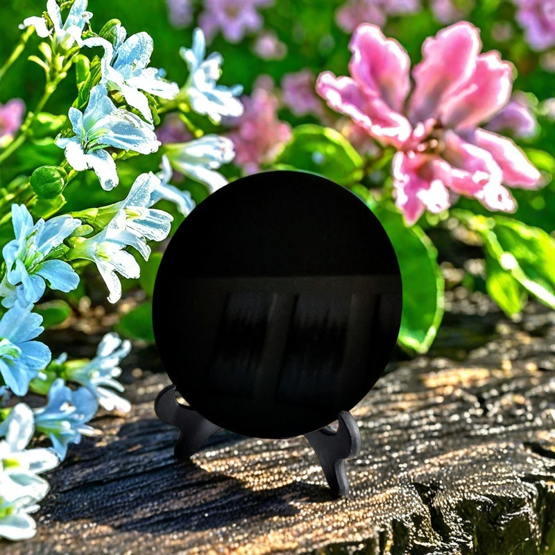 Scrying Mirror Polished Black Obsidian Crystal Healing Energy Art Decor Gifts