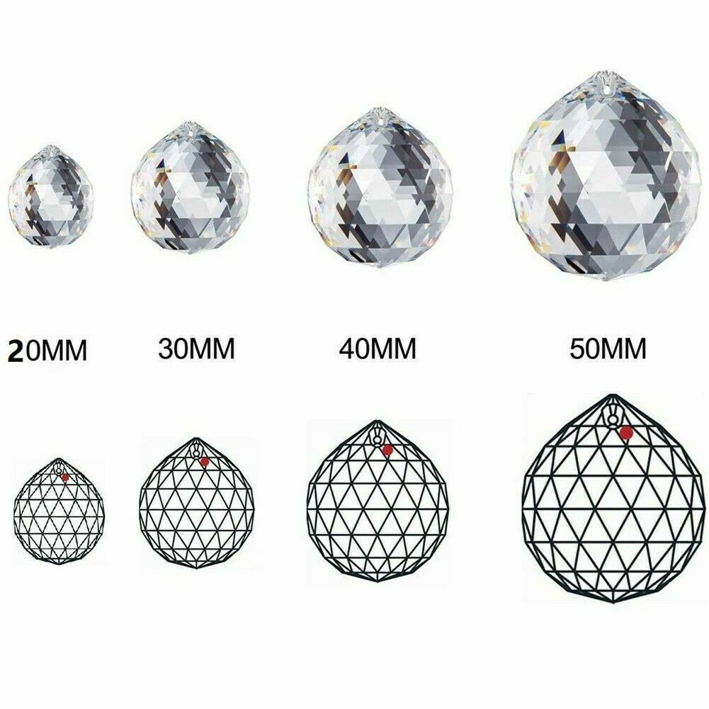 K9 FENG SHUI HANGING CRYSTAL BALL Clear Faceted Sphere Sun Catcher Rainbow Prism