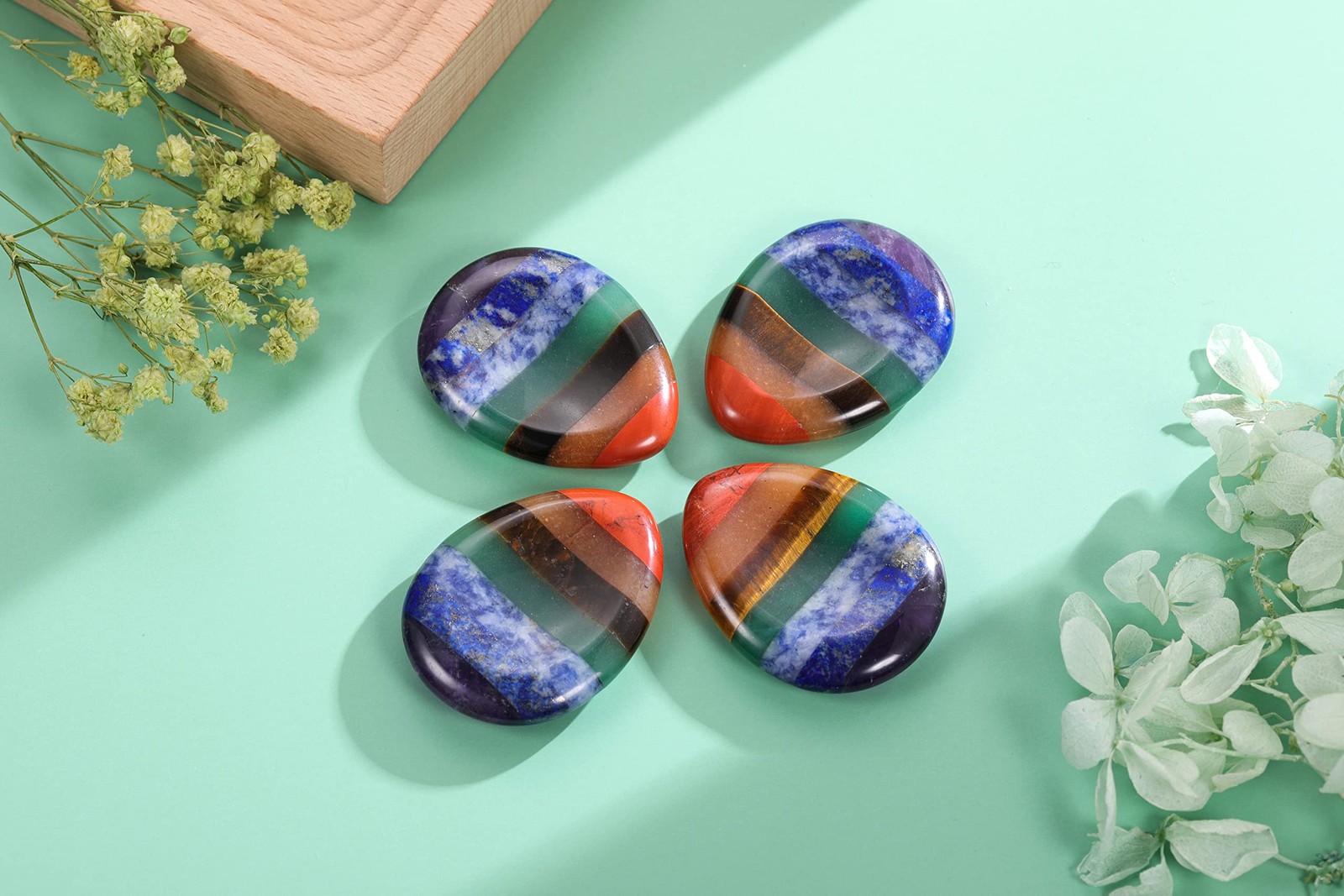 Chakra Healing Crystal Thumb Stone for Anxiety, Stress Relief, Meditation