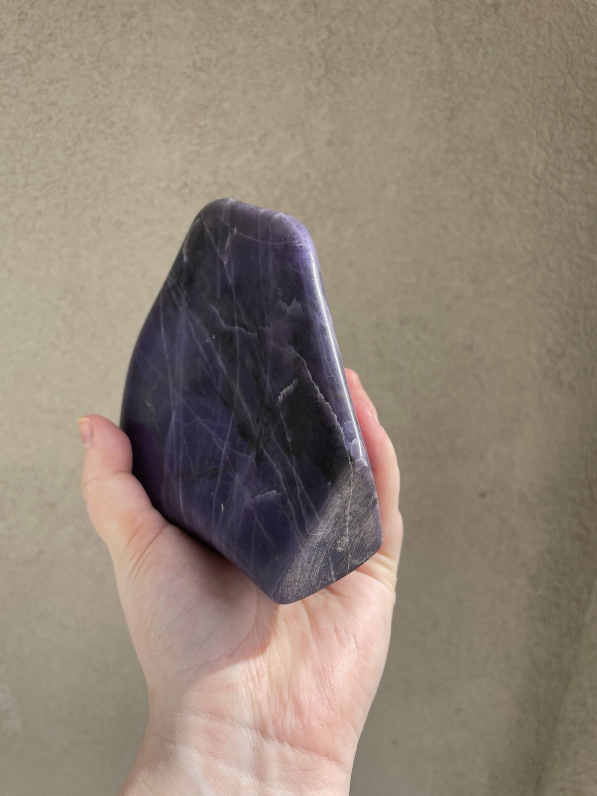 Deep Purple Morado Opal, hand carved and polished, 1806g, 3.98lbs, violet flame