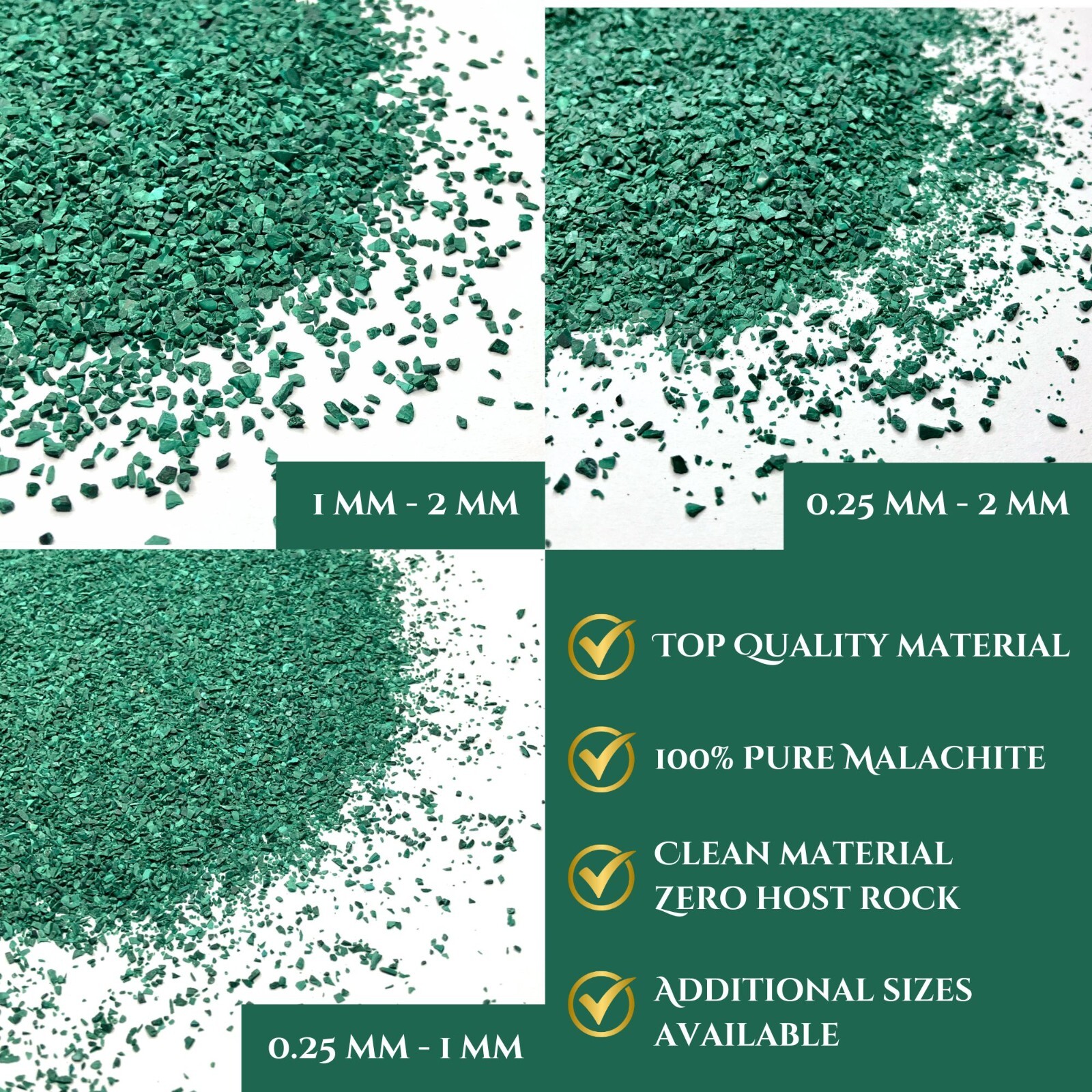 Crushed Green Malachite Sand for Woodworking & Ring Inlay, Resin Art, Jewelry
