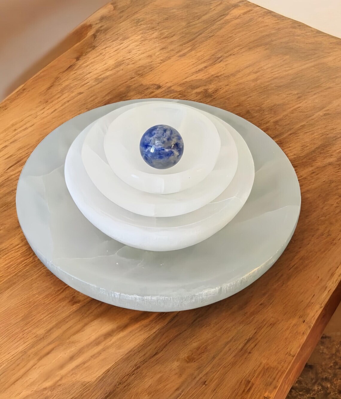 Selenite Charging Bowl Round, Crystal Selenite Cleansing Bowl- 7-8cm