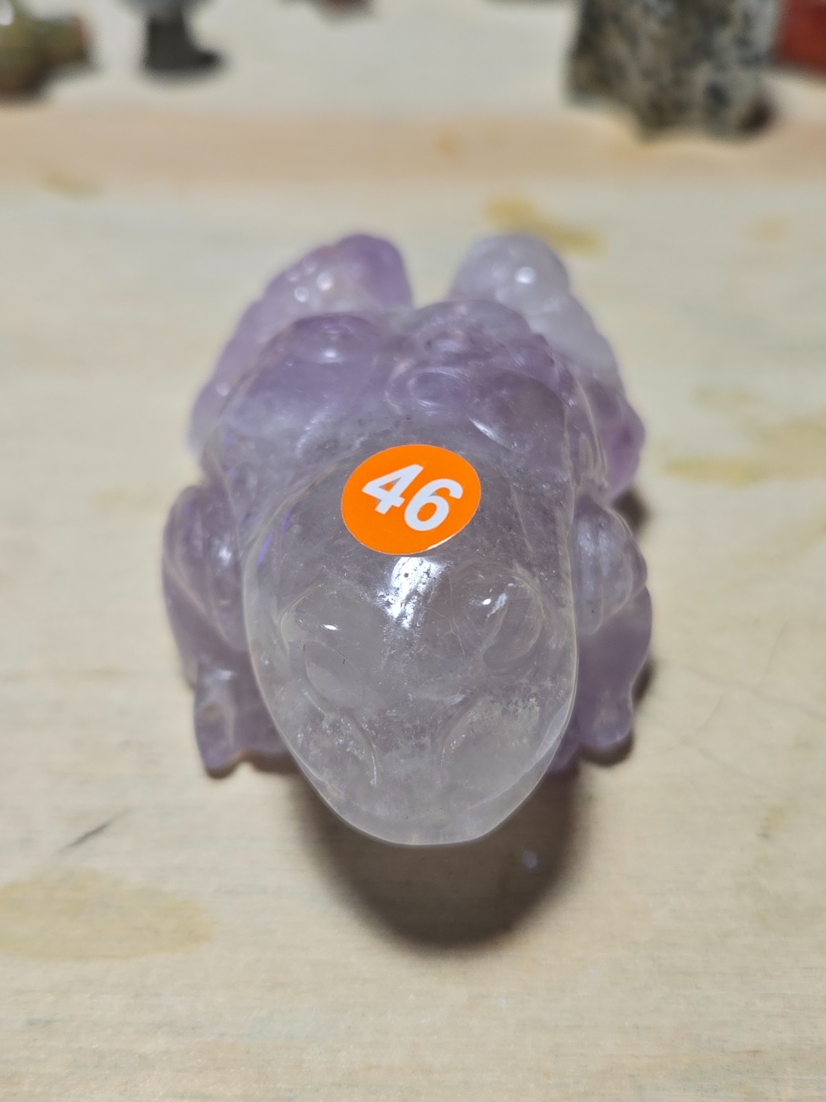 BEAUTIFUL Hand Carved Amethyst Toad figurine ~3x2in O46