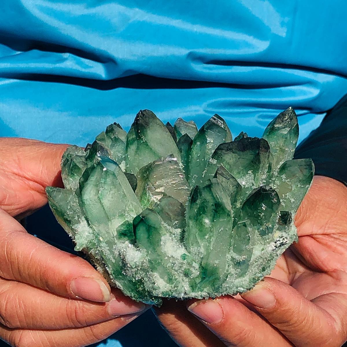 430+510+460+290g New Find green Phantom Quartz Crystal Cluster Mineral Specimen