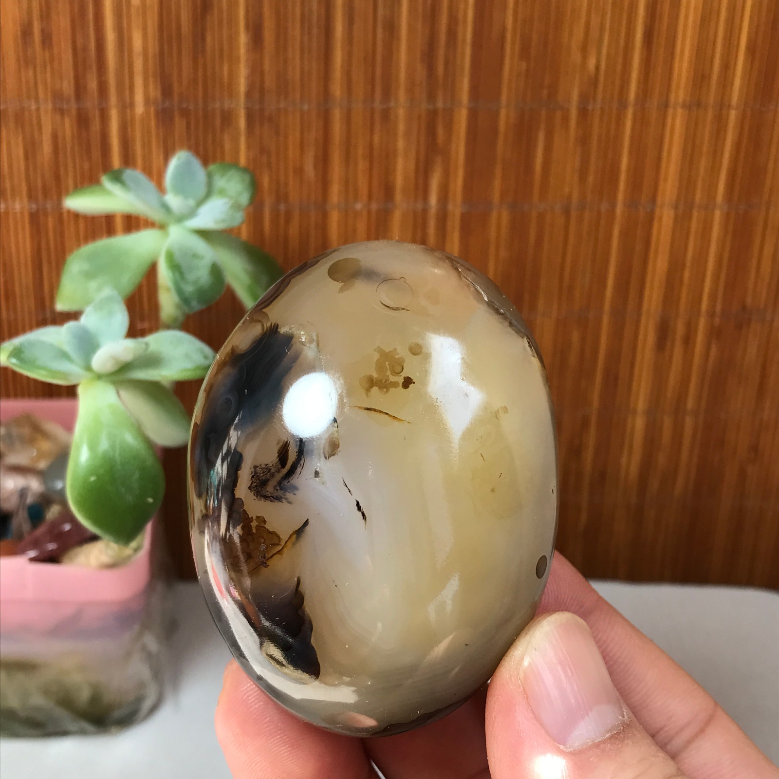 63-48-35mm Natural aquatic plants agate pretty Crystal specimens 145g A1882