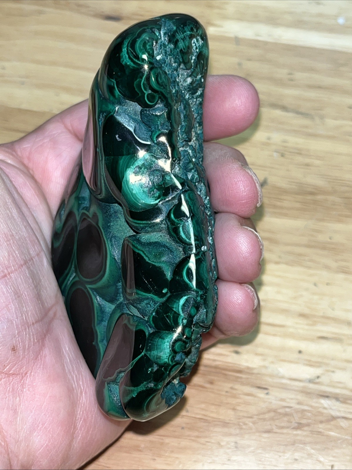 424g (15oz) 4”x2” Malachite Crystal Slab, Spiritual , Positive Energy, SHINY!