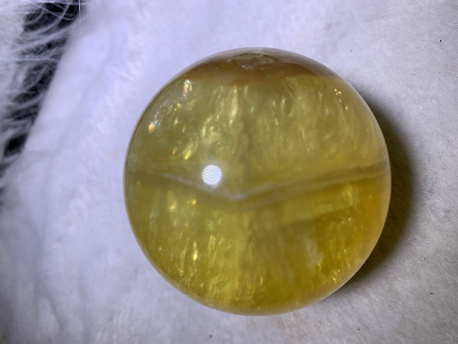 Crystal sphere natural yellow fluorite sphere