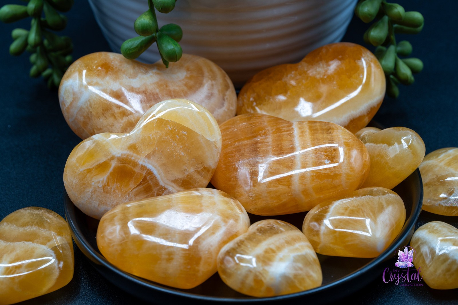 Orange Calcite Heart Carving | Warm & Inviting