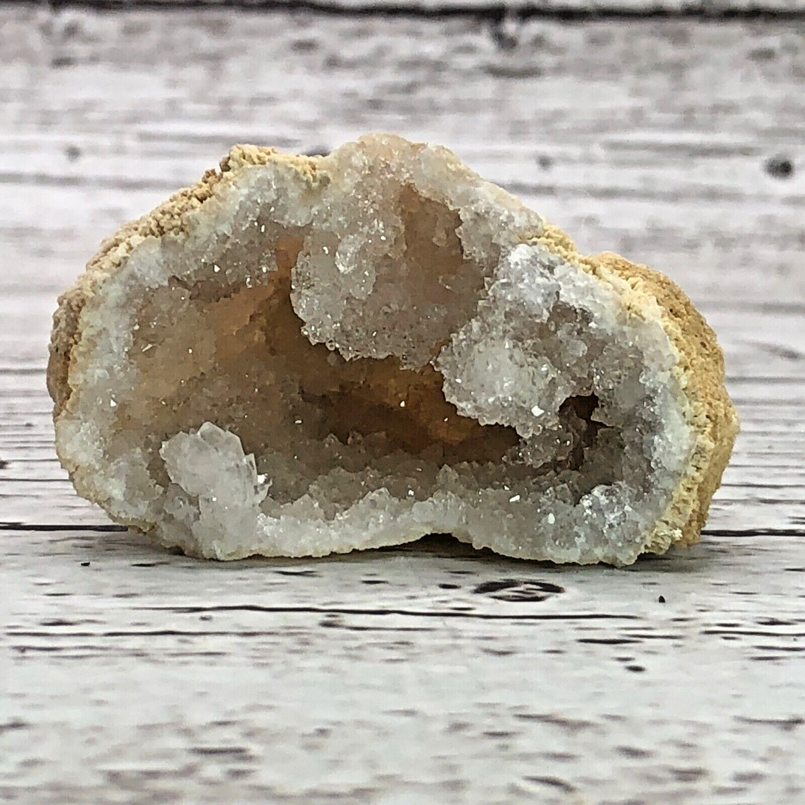 Shimmering Sparkly Quartz Crystal Tan Geode 4.5″ Circumference Matching Set #6