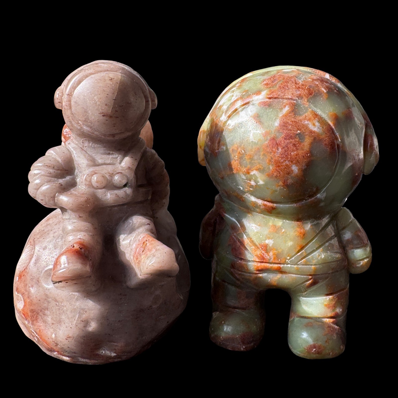 Space Astronaut Statue Set Modern Sci-Fi Home Office Shelf Decor Two Pieces