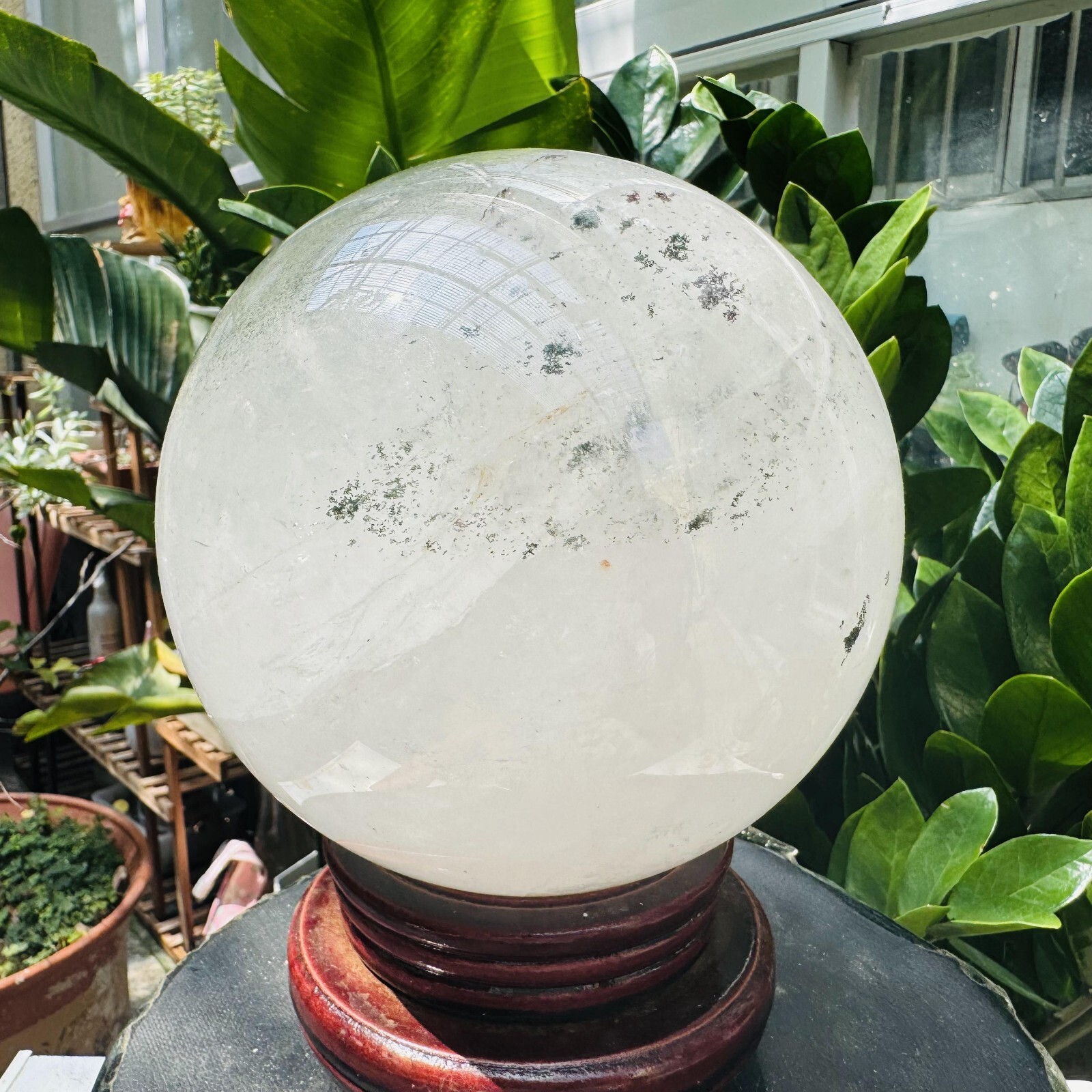 11.52LB Rare Natural Green Ghost phantom quart ball carved crystal sphere reiki