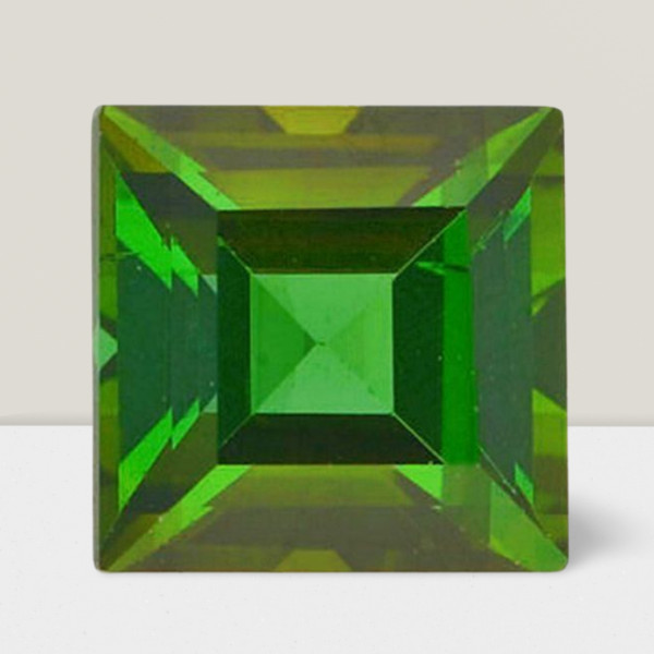 Green Tourmaline Square Cut Gemstone 5 Cts – 12 mm Flawless Loose Gem