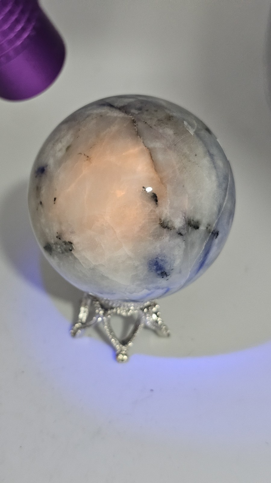 Afghanite Crystal sphere Rare 5.2cm 192g Blue uv Reactive