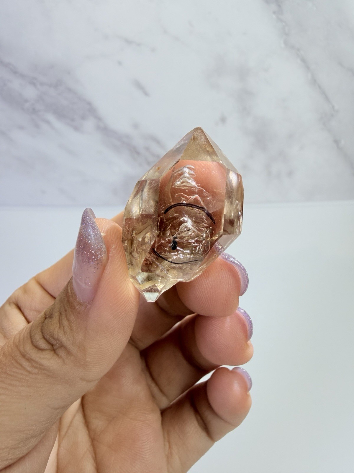 High Luster Enhydro Quartz w/ Moving Bubble &/or Carbon/Black Inclusions,A516